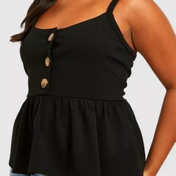 Boohoo Plus Button Smock Stone Cami Shirt Size 18 NWT - Picture 4 of 4